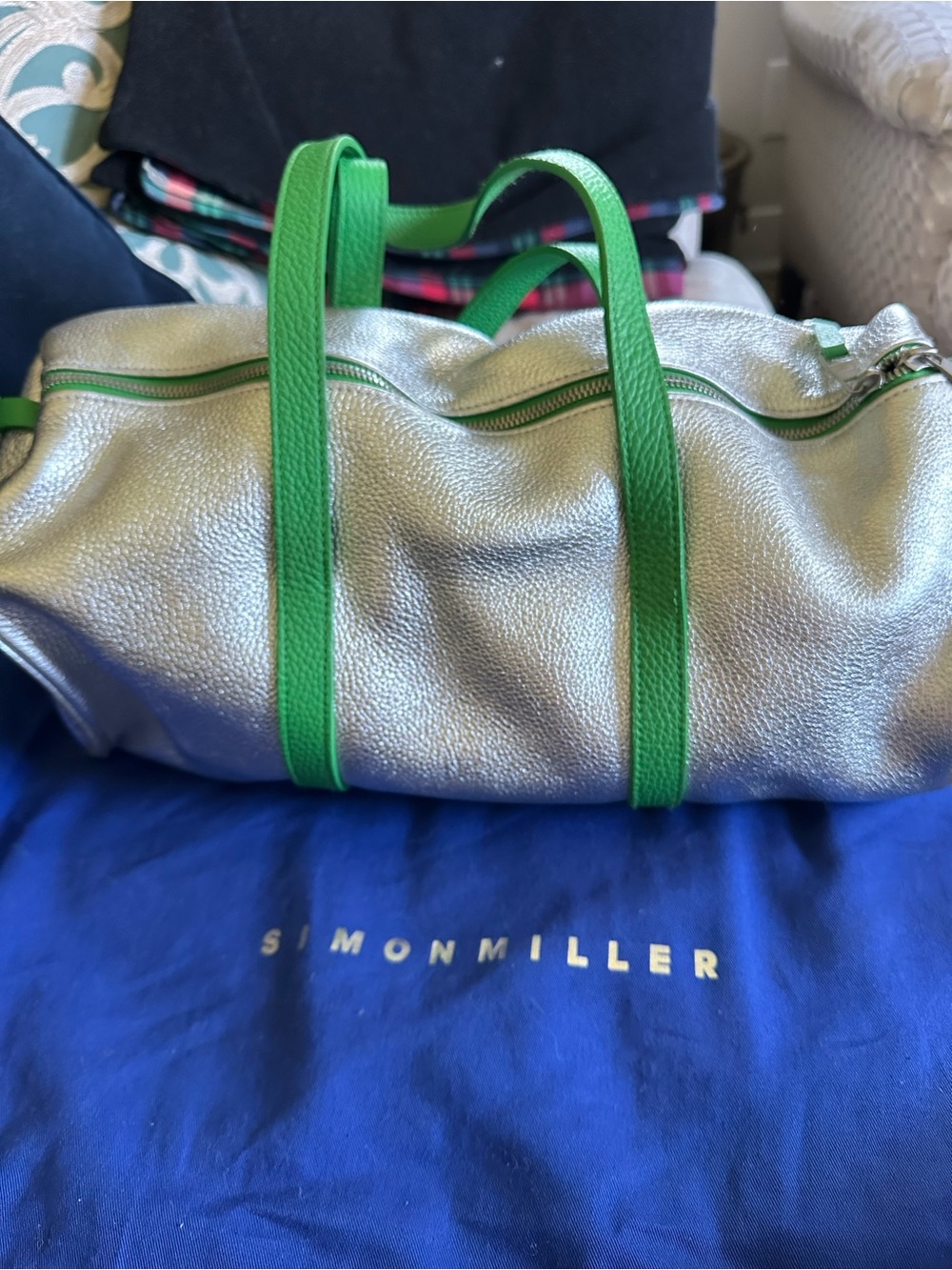 Simon Miller Silver Duffel with Bright Green Straps